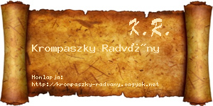 Krompaszky Radvány névjegykártya
